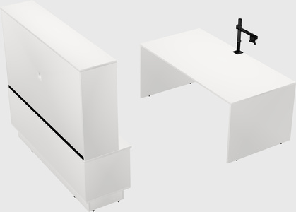 Parallel desk with low credenza