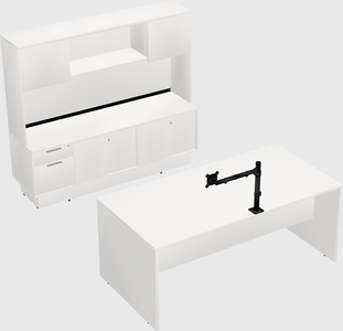 Parallel desk with low credenza