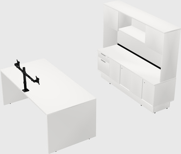 Parallel desk with low credenza
