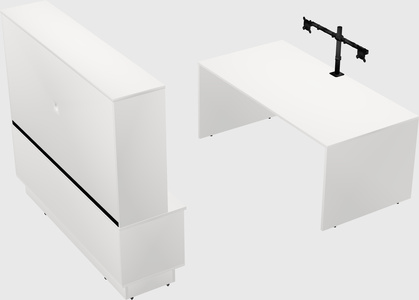 Parallel desk with low credenza