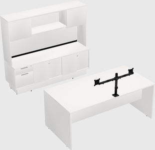 Parallel desk with low credenza