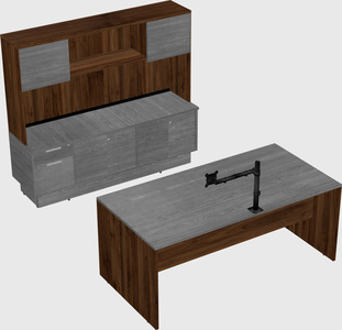 Parallel desk with low credenza
