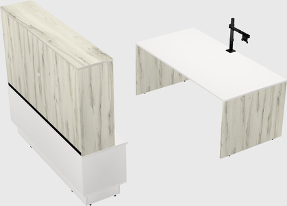 Parallel desk with low credenza
