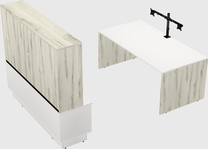 Parallel desk with low credenza