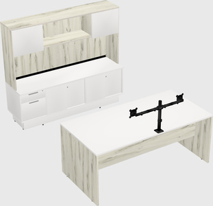 Parallel desk with low credenza