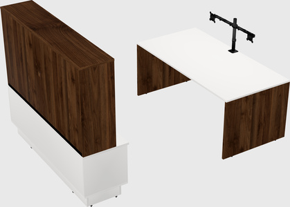 Parallel desk with low credenza