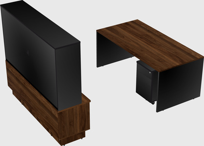 Parallel desk with low credenza