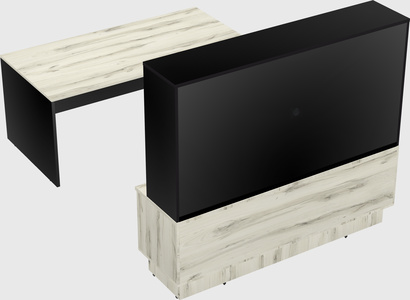 Parallel desk with low credenza