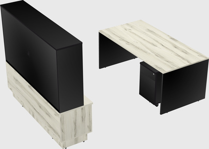 Parallel desk with low credenza