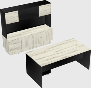 Parallel desk with low credenza