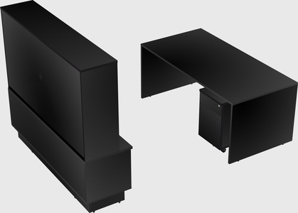 Parallel desk with low credenza