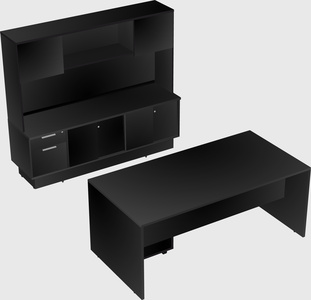 Parallel desk with low credenza