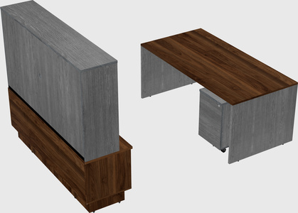 Parallel desk with low credenza