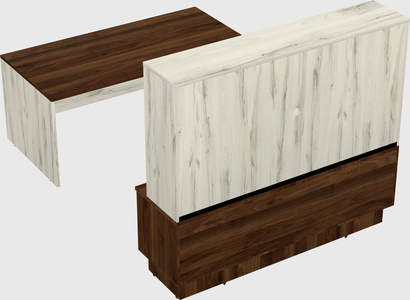 Parallel desk with low credenza