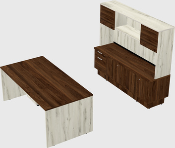 Parallel desk with low credenza