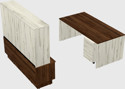 Parallel desk with low credenza