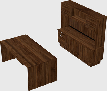 Parallel desk with low credenza