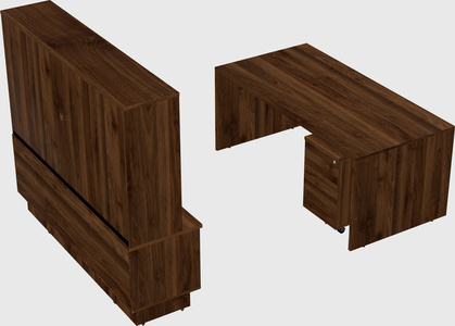 Parallel desk with low credenza