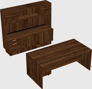 Parallel desk with low credenza
