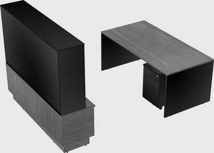 Parallel desk with low credenza