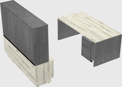 Parallel desk with low credenza