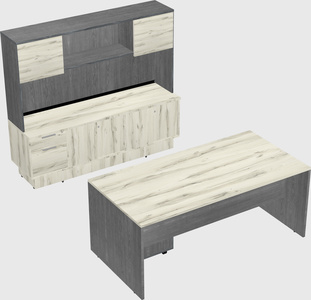 Parallel desk with low credenza