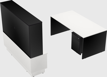 Parallel desk with low credenza
