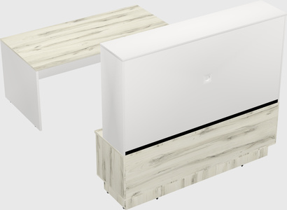 Parallel desk with low credenza