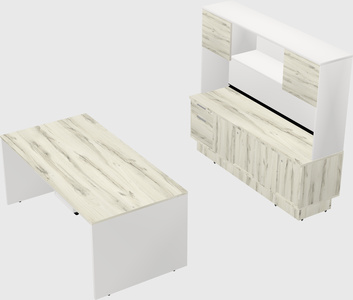 Parallel desk with low credenza