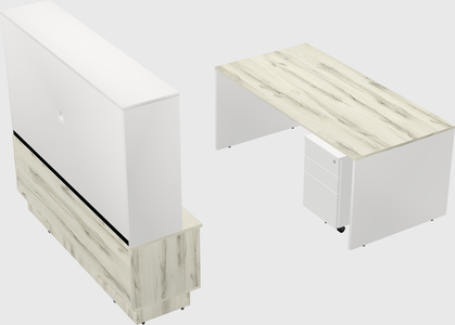 Parallel desk with low credenza