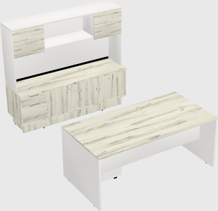 Parallel desk with low credenza