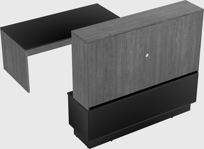 Parallel desk with low credenza