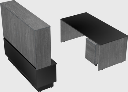 Parallel desk with low credenza