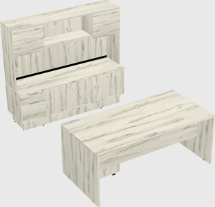 Parallel desk with low credenza
