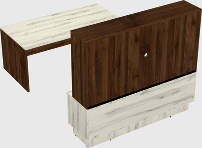Parallel desk with low credenza
