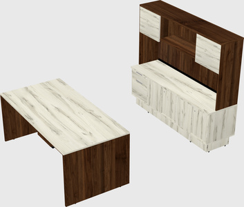 Parallel desk with low credenza
