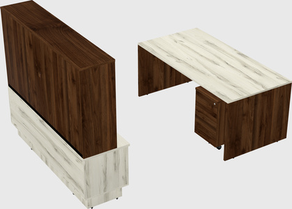 Parallel desk with low credenza