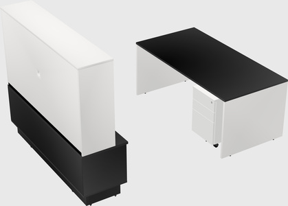 Parallel desk with low credenza