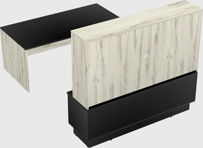 Parallel desk with low credenza
