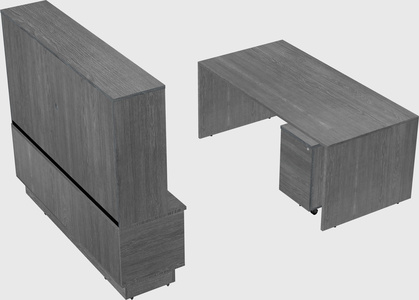 Parallel desk with low credenza
