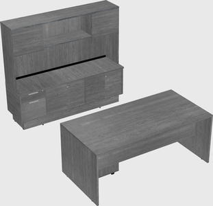 Parallel desk with low credenza
