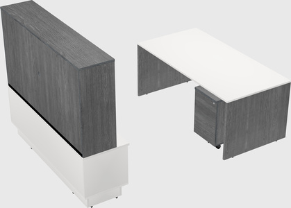 Parallel desk with low credenza