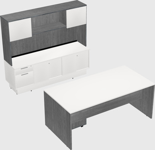 Parallel desk with low credenza