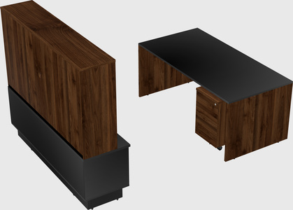Parallel desk with low credenza