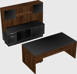 Parallel desk with low credenza
