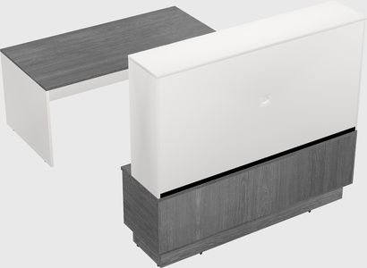 Parallel desk with low credenza
