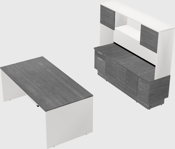 Parallel desk with low credenza