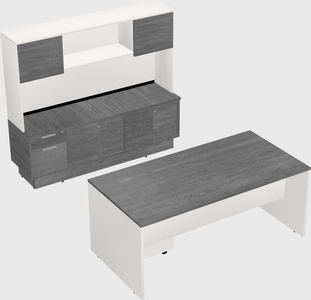 Parallel desk with low credenza