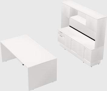 Parallel desk with low credenza