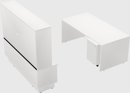 Parallel desk with low credenza